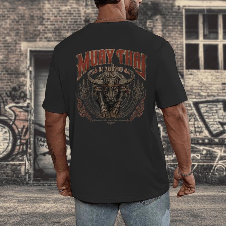 Vintage Muay Thai Trainer Thai Boxing Coach Art Buffalo Men's Back Print T-Shirt