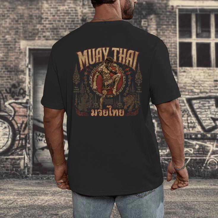 Vintage Muay Thai Wai Kru Thai Boxing Ritual Art Men's Back Print T-Shirt