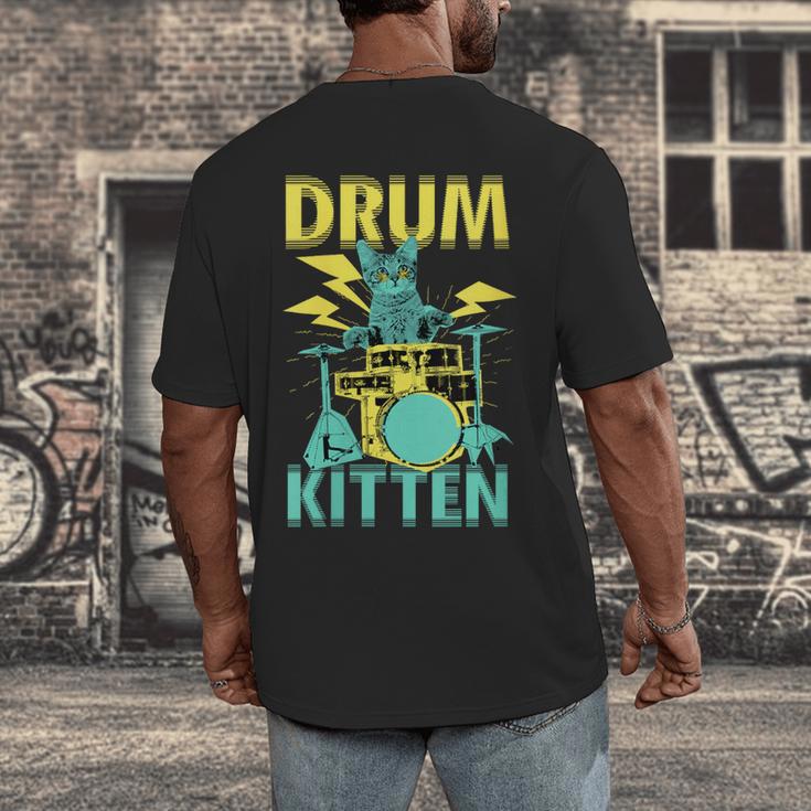 Women's Cute Drummer Cat Drum Kitten Men's Back Print T-Shirt