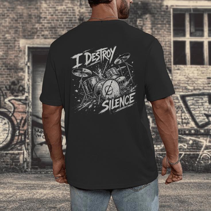 Women's Drum Kit I Destroy Silence Art Men's Back Print T-Shirt Women's Drum Kit I Destroy Silence Art Men's Back Print T-Shirt