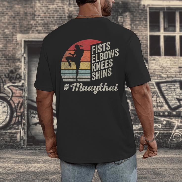 Women's Muay Thai Martial Arts Fighter Retro Vintage Sunset Graphic Men's Back Print T-Shirt Women's Muay Thai Martial Arts Fighter Retro Vintage Sunset Graphic Men's Back Print T-Shirt