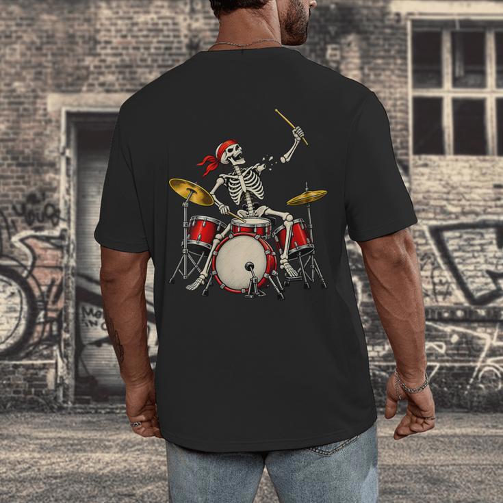 Women's Skeleton Drummer Skull Drum Kit Halloween Men's Back Print T-Shirt Women's Skeleton Drummer Skull Drum Kit Halloween Men's Back Print T-Shirt