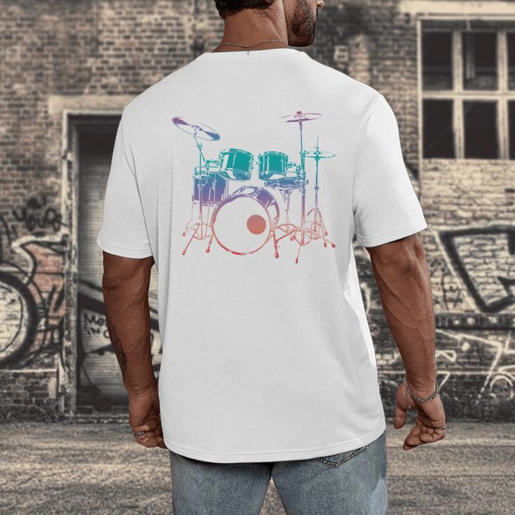 Drum Kit Drummer Graphic Men's Back Print T-Shirt Drum Kit Drummer Graphic Men's Back Print T-Shirt