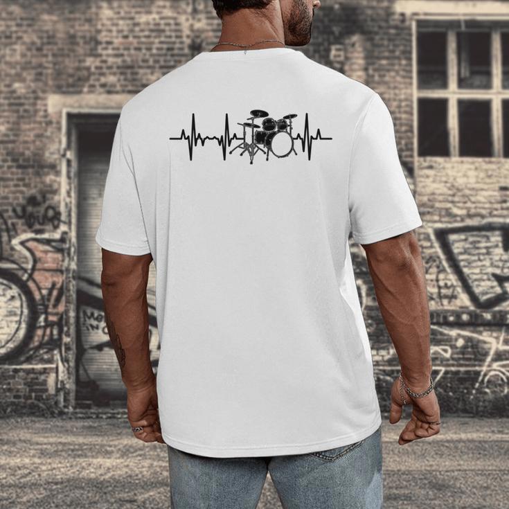 Drum Kit Pulse Line Rock Artist Drum Set Comfort Colors Adult Sweatshirt Men's Back Print T-Shirt