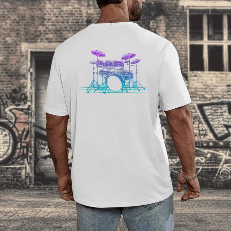 Drum Kit Set Drummer Raglan Baseball Tee Men's Back Print T-Shirt Drum Kit Set Drummer Raglan Baseball Tee Men's Back Print T-Shirt
