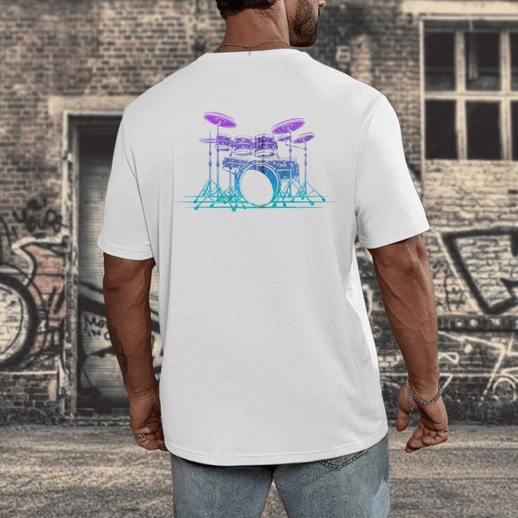Drum Kit Set Drummer Zip Men's Back Print T-Shirt Drum Kit Set Drummer Zip Men's Back Print T-Shirt