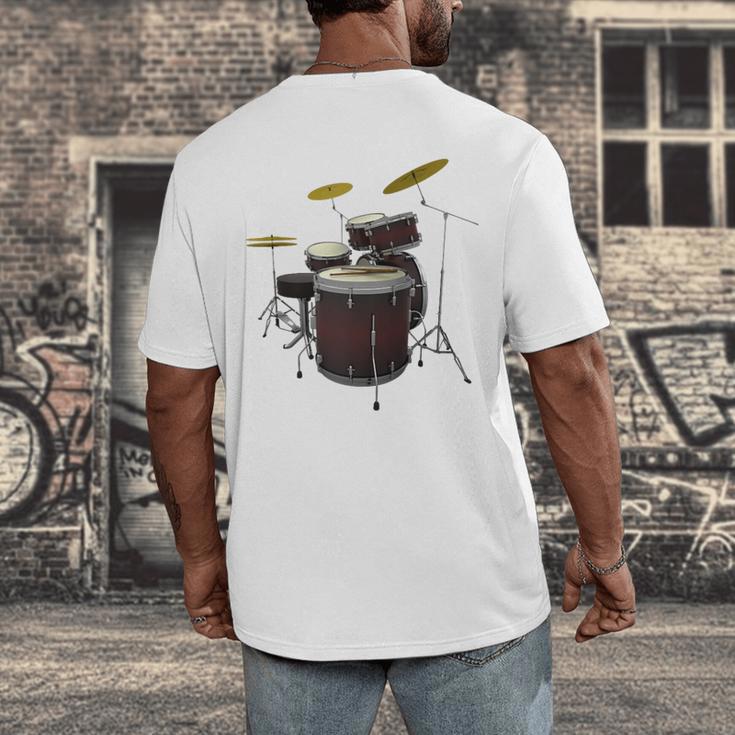 Drummer Drum Kit Raglan Baseball Tee Men's Back Print T-Shirt Drummer Drum Kit Raglan Baseball Tee Men's Back Print T-Shirt