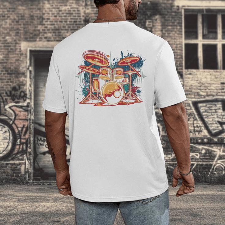 Dynamic Drum Kit For Drummers And Rock Music Lovers Sweatshirt Men's Back Print T-Shirt Dynamic Drum Kit For Drummers And Rock Music Lovers Sweatshirt Men's Back Print T-Shirt