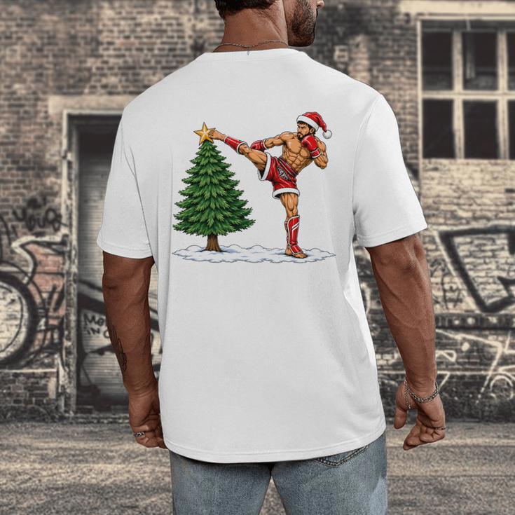 Festive Muay Thai Santa Christmas Men's Back Print T-Shirt