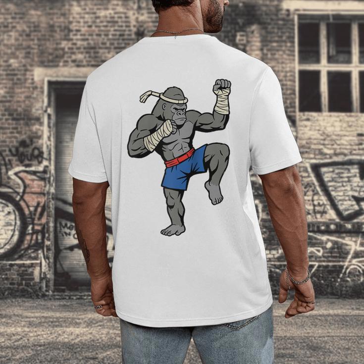 Gorilla Muay Thai Combat Sport Fighter Martial Arts 8 Limbs Raglan Baseball Tee Men's Back Print T-Shirt Gorilla Muay Thai Combat Sport Fighter Martial Arts 8 Limbs Raglan Baseball Tee Men's Back Print T-Shirt