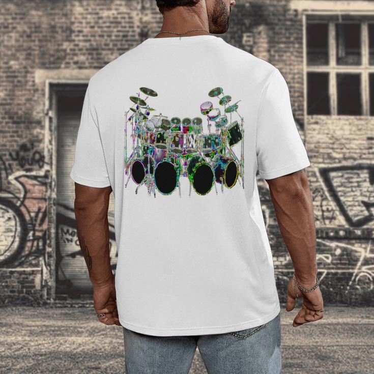 Large Drum Kit With Many Drums Men's Back Print T-Shirt Large Drum Kit With Many Drums Men's Back Print T-Shirt