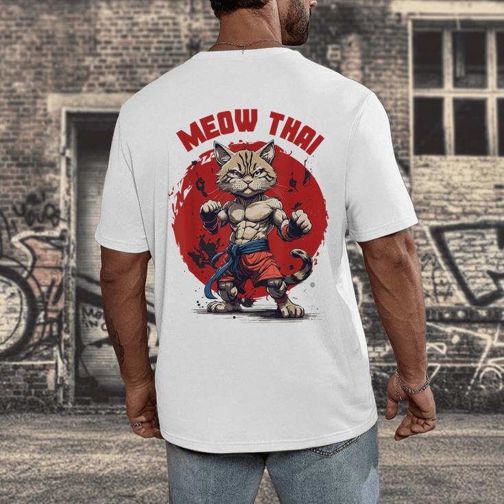 Meow Thai Funny Muay Thai And Cats Lover Men's Back Print T-Shirt