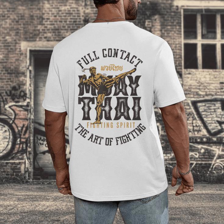 Muay Thai Fighter MMA Full Contact Retro Kickboxing Men's Back Print T-Shirt Muay Thai Fighter MMA Full Contact Retro Kickboxing Men's Back Print T-Shirt