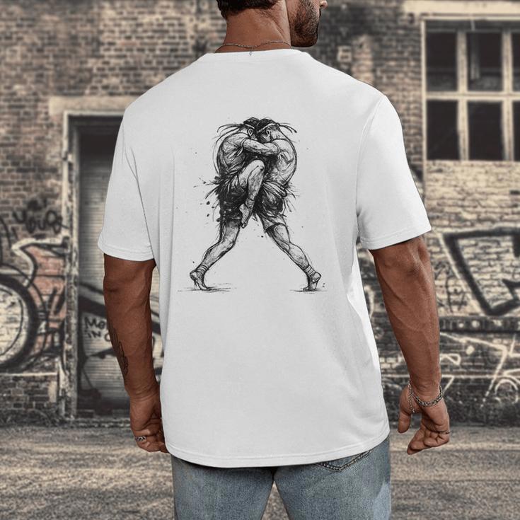 Muay Thai Kickboxing Nak Muay Thai Boxing Fighter Men's Back Print T-Shirt Muay Thai Kickboxing Nak Muay Thai Boxing Fighter Men's Back Print T-Shirt