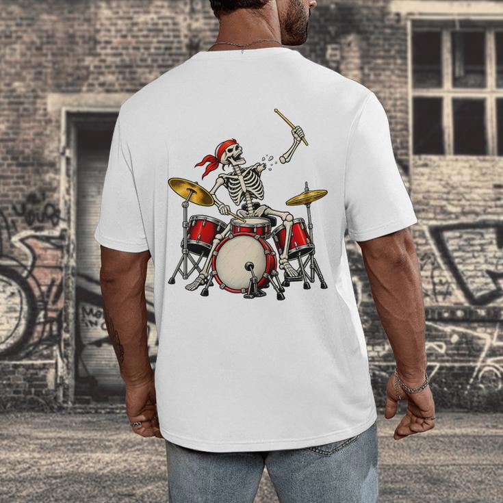 Skeleton Drummer Skull Drum Kit Halloween Raglan Baseball Tee Men's Back Print T-Shirt Skeleton Drummer Skull Drum Kit Halloween Raglan Baseball Tee Men's Back Print T-Shirt