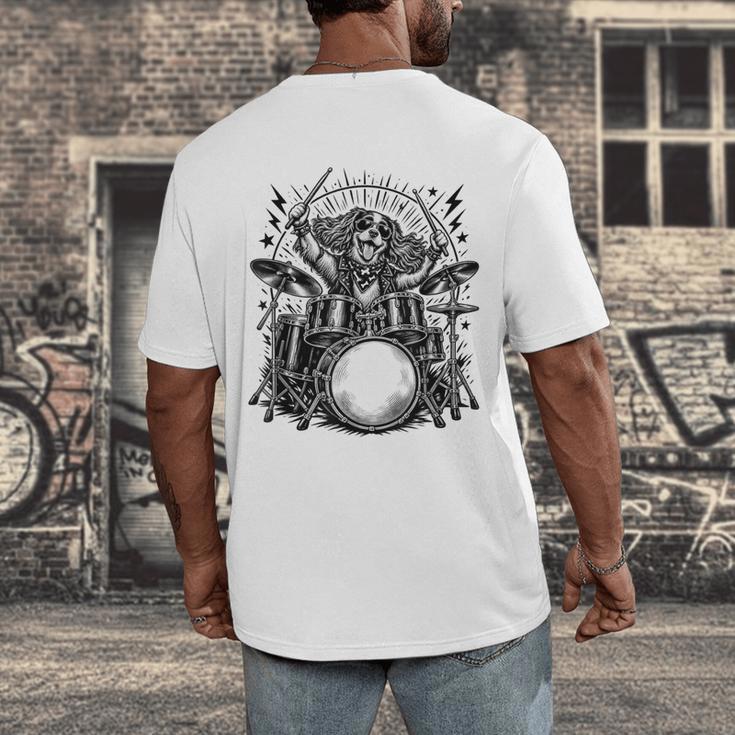 Spaniel Rock Drum Kit Men's Back Print T-Shirt Spaniel Rock Drum Kit Men's Back Print T-Shirt