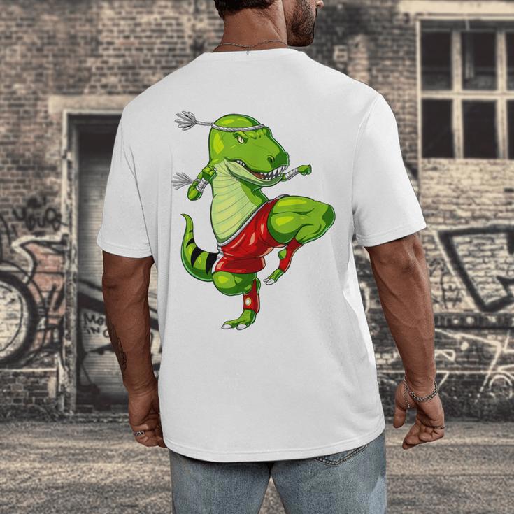 T-Rex Dinosaur Muay Thai Boxing Karate Martial Arts Kung Fu Men's Back Print T-Shirt