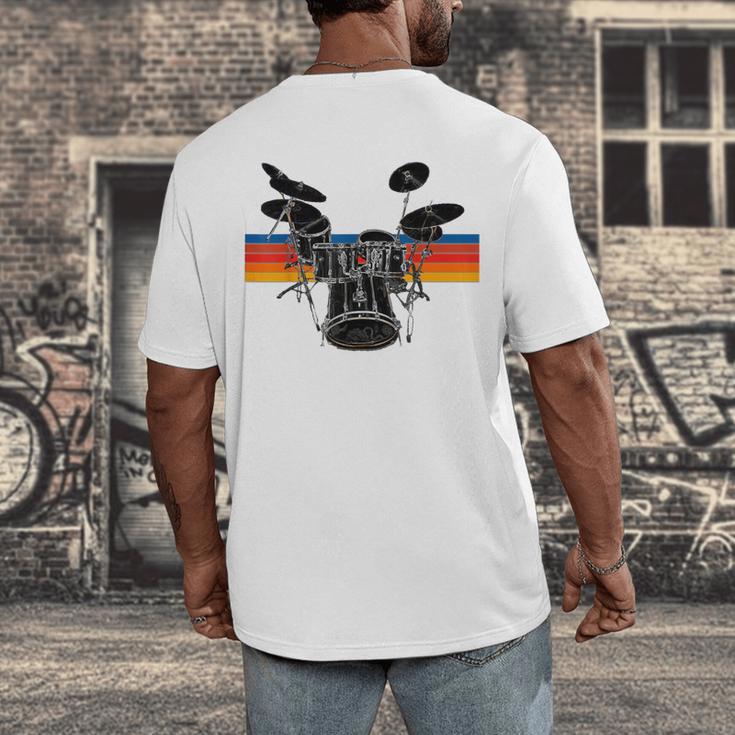 Vintage Drum Kit Drummer Rock Band Drums Men's Back Print T-Shirt Vintage Drum Kit Drummer Rock Band Drums Men's Back Print T-Shirt