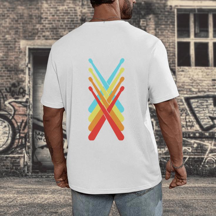 Vintage Drum Kit Percussion Drummer Men's Back Print T-Shirt Vintage Drum Kit Percussion Drummer Men's Back Print T-Shirt