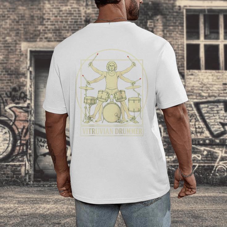 Vitruvian Drummer Drum Kit Music Lover Musician Men Raglan Baseball Tee Men's Back Print T-Shirt