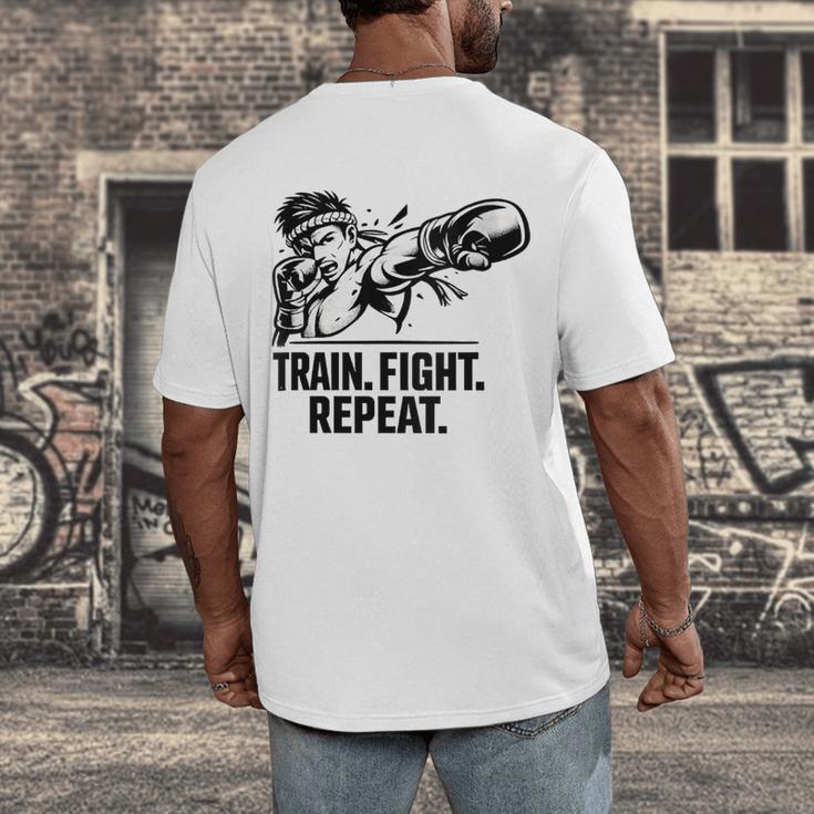 Women's Train Fight Repeat Nak Muay Thai Boxing Fighter Men's Back Print T-Shirt