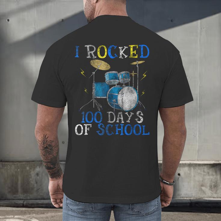 100th Day Of SchoolShirt Happy 100 Days Drum Kit Music Men's Back Print T-Shirt