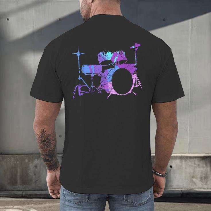 Cool Drum Kit Percussion Vintage Retro Drummer Costume Men's Back Print T-Shirt Cool Drum Kit Percussion Vintage Retro Drummer Costume Men's Back Print T-Shirt