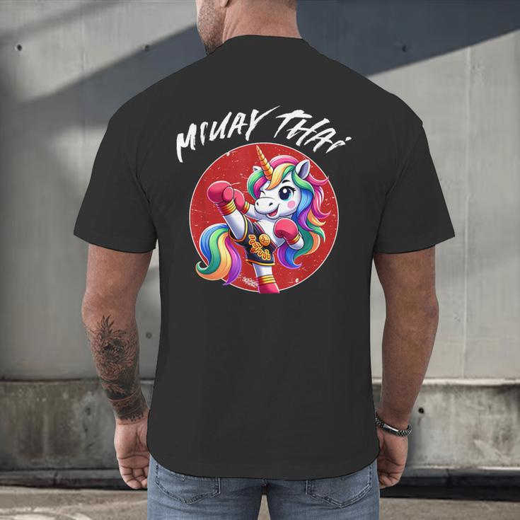 Cute Thai Boxing And Muay Thai Unicorn Men's Back Print T-Shirt Cute Thai Boxing And Muay Thai Unicorn Men's Back Print T-Shirt