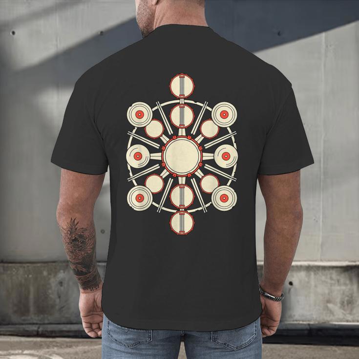 Drummer Drum Kit Mandala Percussionist Music Lover Men's Back Print T-Shirt