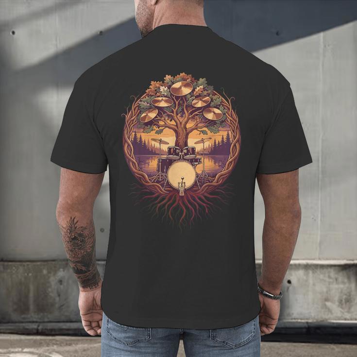 Drummer Drum Kit Musician Percussion Player Men's Back Print T-Shirt Drummer Drum Kit Musician Percussion Player Men's Back Print T-Shirt