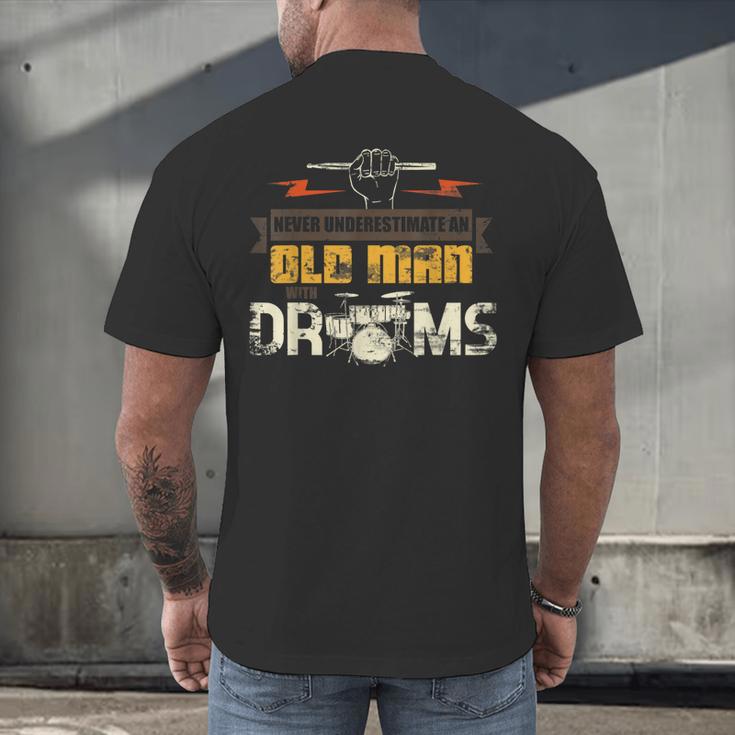 Drummer Drummer Pensioner Drum Kit Men's Back Print T-Shirt Drummer Drummer Pensioner Drum Kit Men's Back Print T-Shirt