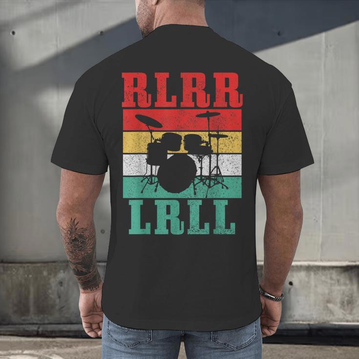 Drummer RLRR LRLL Vintage Drum Kit Men's Back Print T-Shirt Drummer RLRR LRLL Vintage Drum Kit Men's Back Print T-Shirt