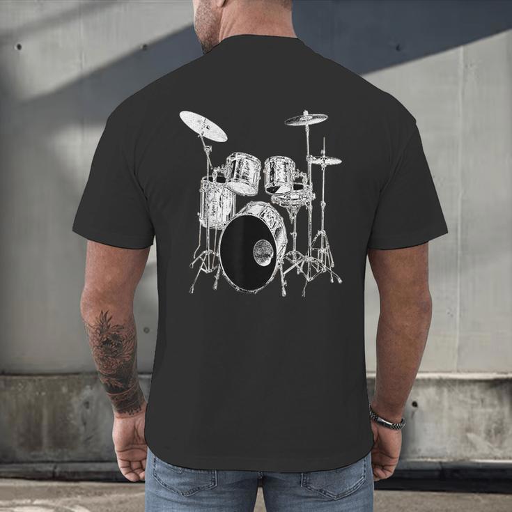 Drums Drum Kit Music Men's Back Print T-Shirt