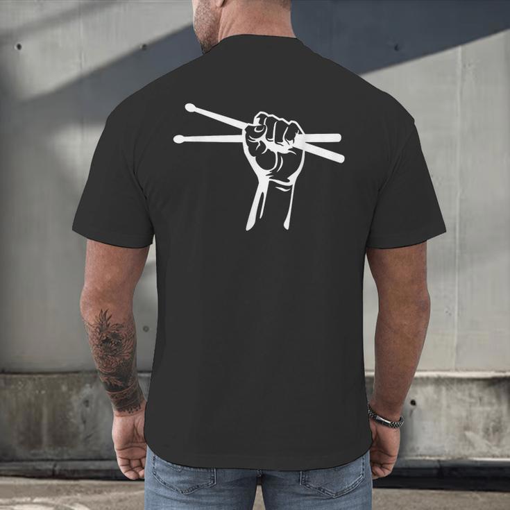 Drumsticks Hand Drum Kit Drummer Men's Back Print T-Shirt