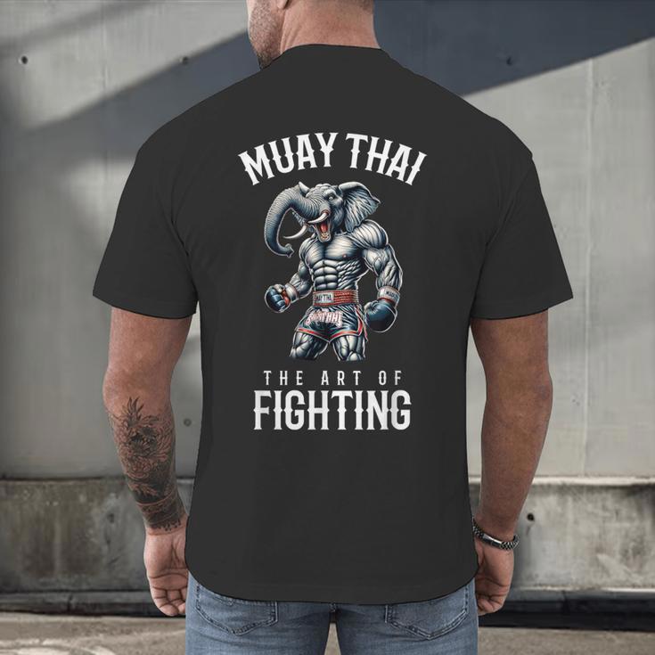 Elephant Muay Thai Kickboxing And Elephant Thai Boxing Men's Back Print T-Shirt Elephant Muay Thai Kickboxing And Elephant Thai Boxing Men's Back Print T-Shirt