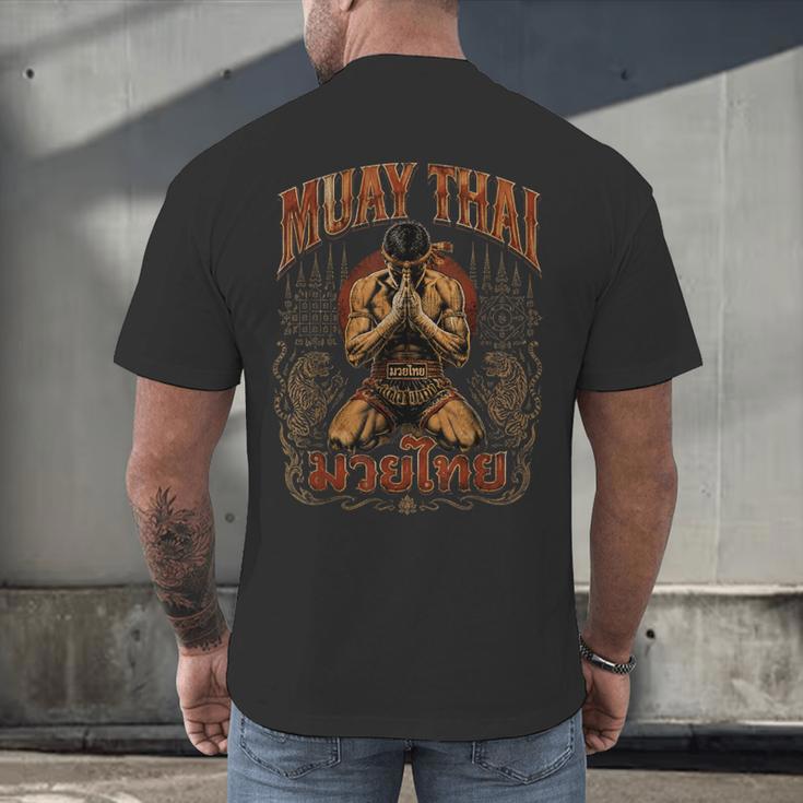 Faded Muay Thai Fighter Nak Muay Thailand Boxing Men's Back Print T-Shirt