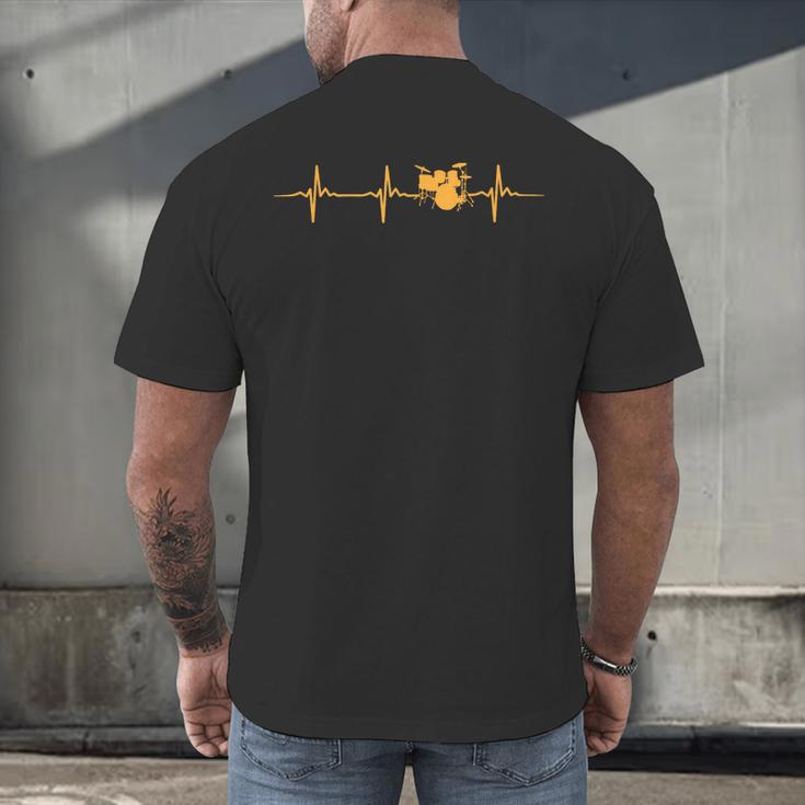 Great Drum Kit Heartbeat Drummer Men's Back Print T-Shirt Great Drum Kit Heartbeat Drummer Men's Back Print T-Shirt