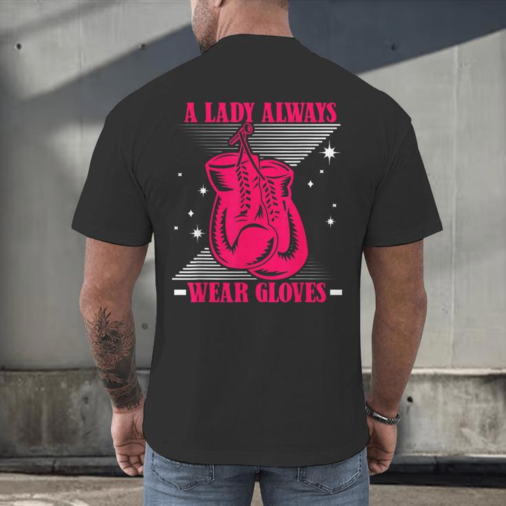 A Lady Always Wear Gloves Kickboxer Fan Muay Thai Boxing Men's Back Print T-Shirt A Lady Always Wear Gloves Kickboxer Fan Muay Thai Boxing Men's Back Print T-Shirt
