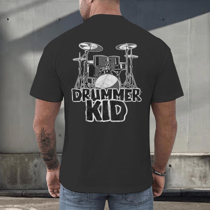 Little Drummer Awesome Drum Kit For Young Musicians Men's Back Print T-Shirt Little Drummer Awesome Drum Kit For Young Musicians Men's Back Print T-Shirt