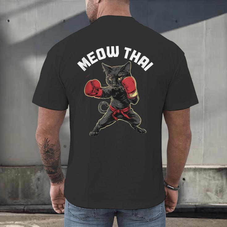 Meow Thai Muay Thai Boxing Cat Martial Arts MMA Boxer Men's Back Print T-Shirt Meow Thai Muay Thai Boxing Cat Martial Arts MMA Boxer Men's Back Print T-Shirt