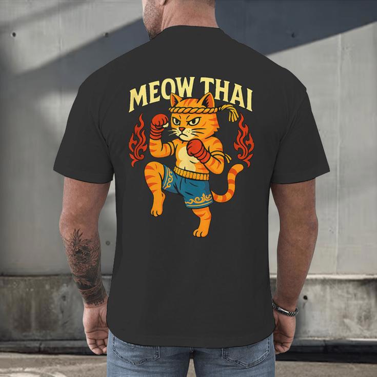 Meow Thai Muay Thai Cat Fighter Pun Dad Joke Men's Back Print T-Shirt