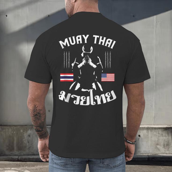 Muay Thai American Flag Martial Arts Thai Boxing Coach Men's Back Print T-Shirt