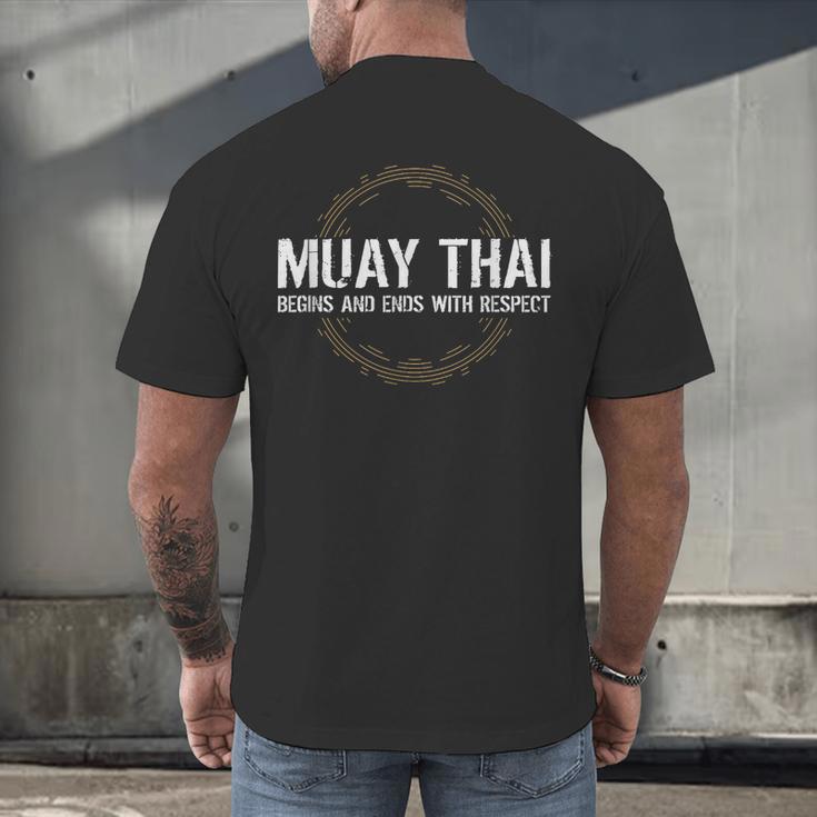 Muay Thai Begins And Ends With Respect Martial Arts Men's Back Print T-Shirt Muay Thai Begins And Ends With Respect Martial Arts Men's Back Print T-Shirt