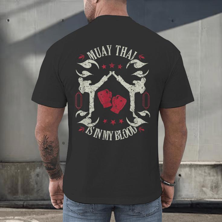 Muay Thai Is In My Blood Traditional Fighters Thai Boxing Men's Back Print T-Shirt Muay Thai Is In My Blood Traditional Fighters Thai Boxing Men's Back Print T-Shirt