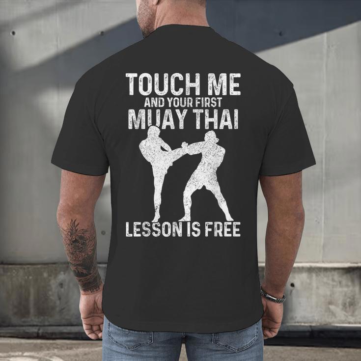 Muay Thai Boxing Kickboxing Your First Lesson Is Free Men's Back Print T-Shirt Muay Thai Boxing Kickboxing Your First Lesson Is Free Men's Back Print T-Shirt