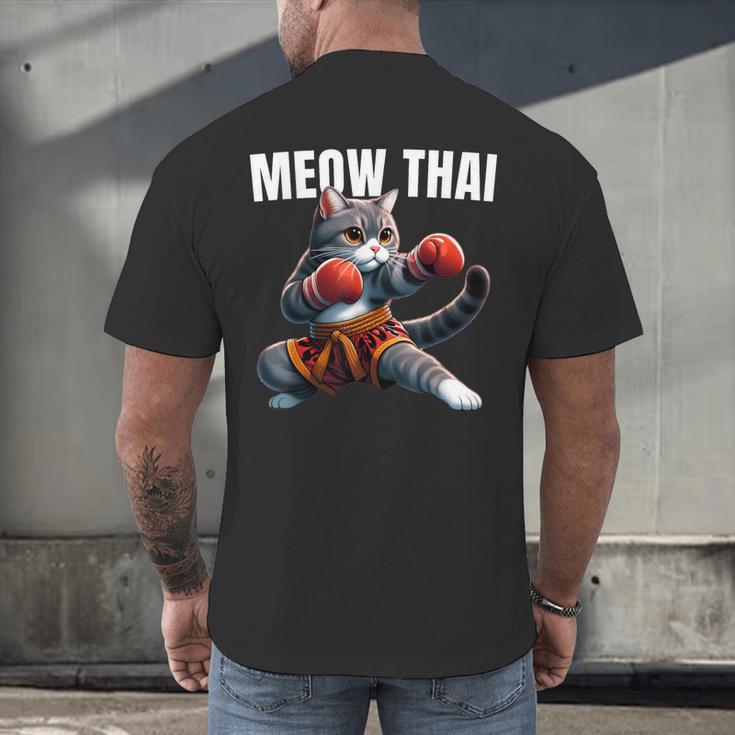 Muay Thai Cat Meow Thai Boxing Martial Art Kids Men's Back Print T-Shirt Muay Thai Cat Meow Thai Boxing Martial Art Kids Men's Back Print T-Shirt