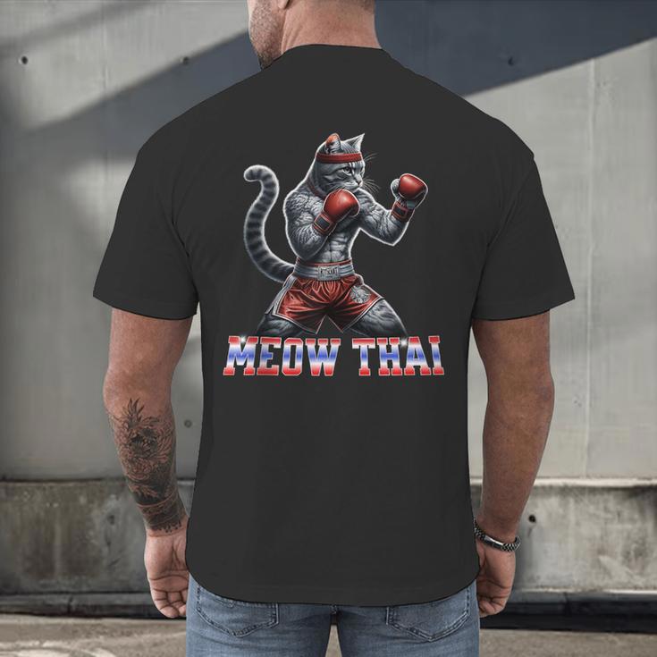 Muay Thai Cat Meow Thai Boxing Men's Back Print T-Shirt