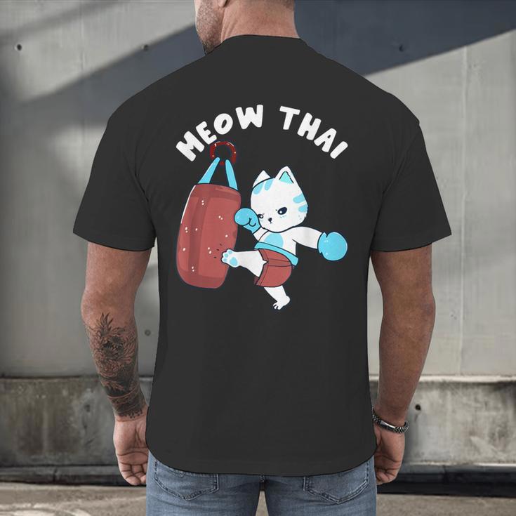 Muay Thai Cat Meow Thai Punch Bag Martial Arts Men's Back Print T-Shirt