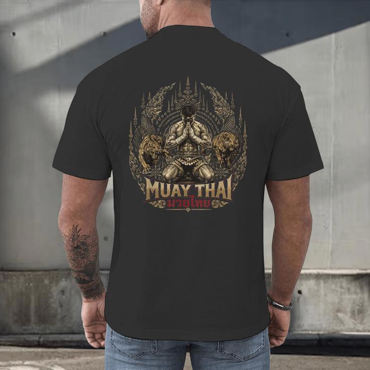 Muay Thai Clinch Vintage Thai Boxing Fighter Art Men's Back Print T-Shirt