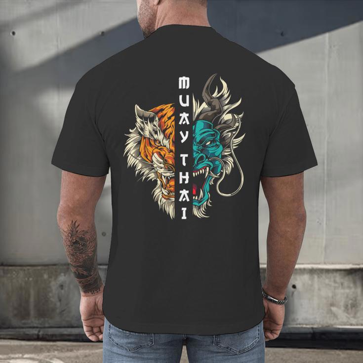 Muay Thai Dragon Tiger Men's Back Print T-Shirt Muay Thai Dragon Tiger Men's Back Print T-Shirt
